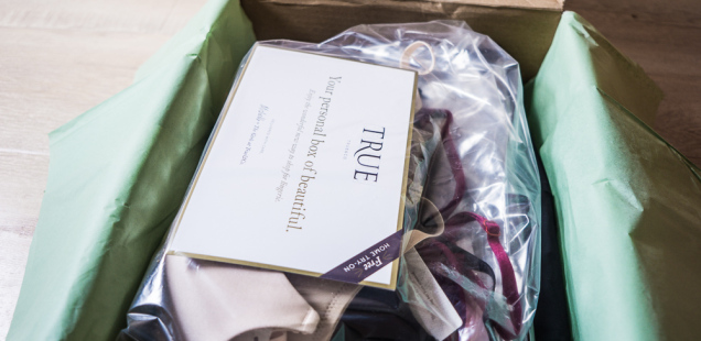 True and Co home try-on box contents of bras and intimates