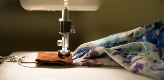 DIY silk scarf camera strap sewing