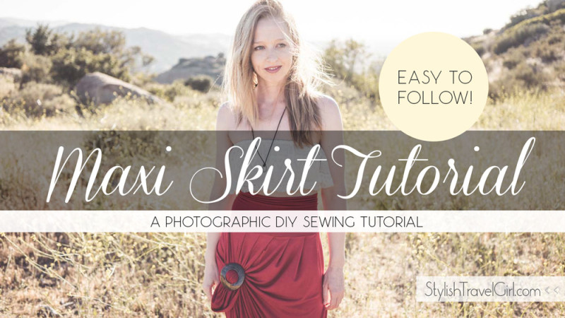 Easy Pleated Maxi Skirt DIY Sewing Tutorial on Stylish Travel Girl
