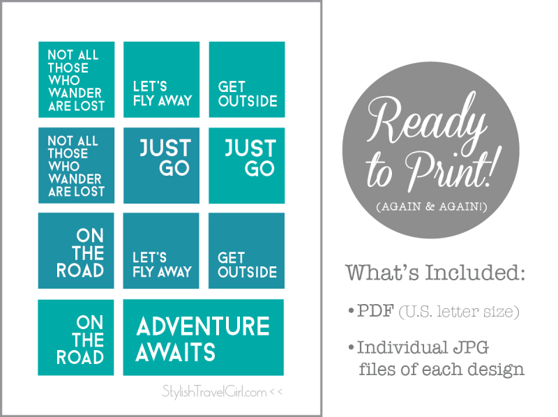 free ready to print travel quote designs by Stylish Travel Girl