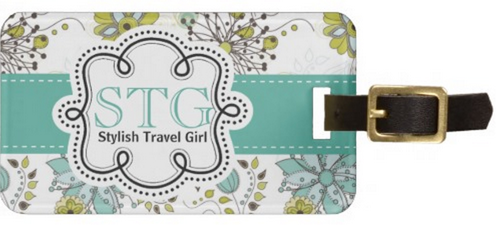 Floral Monogram Personalized luggage tag