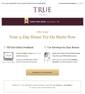 True&Co 5-day try-on email