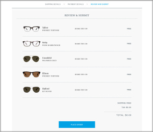 Warby Parker website glasses selection