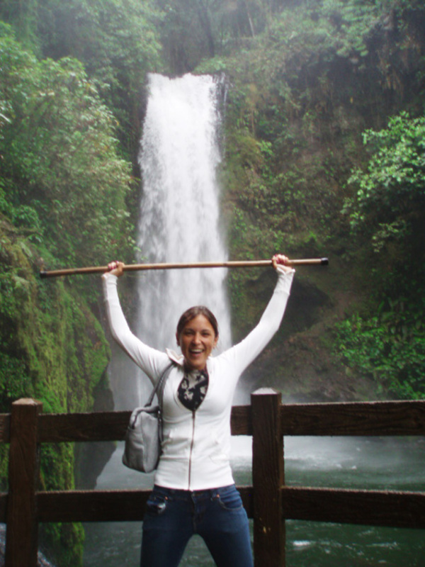 Cindy at waterfall in Costa Rica