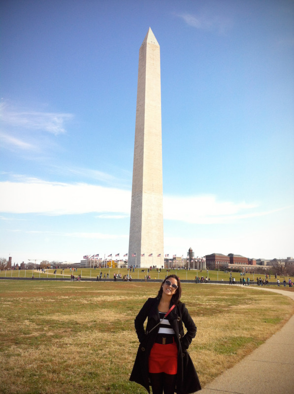 Cindy at the Washington Monument in D.C.