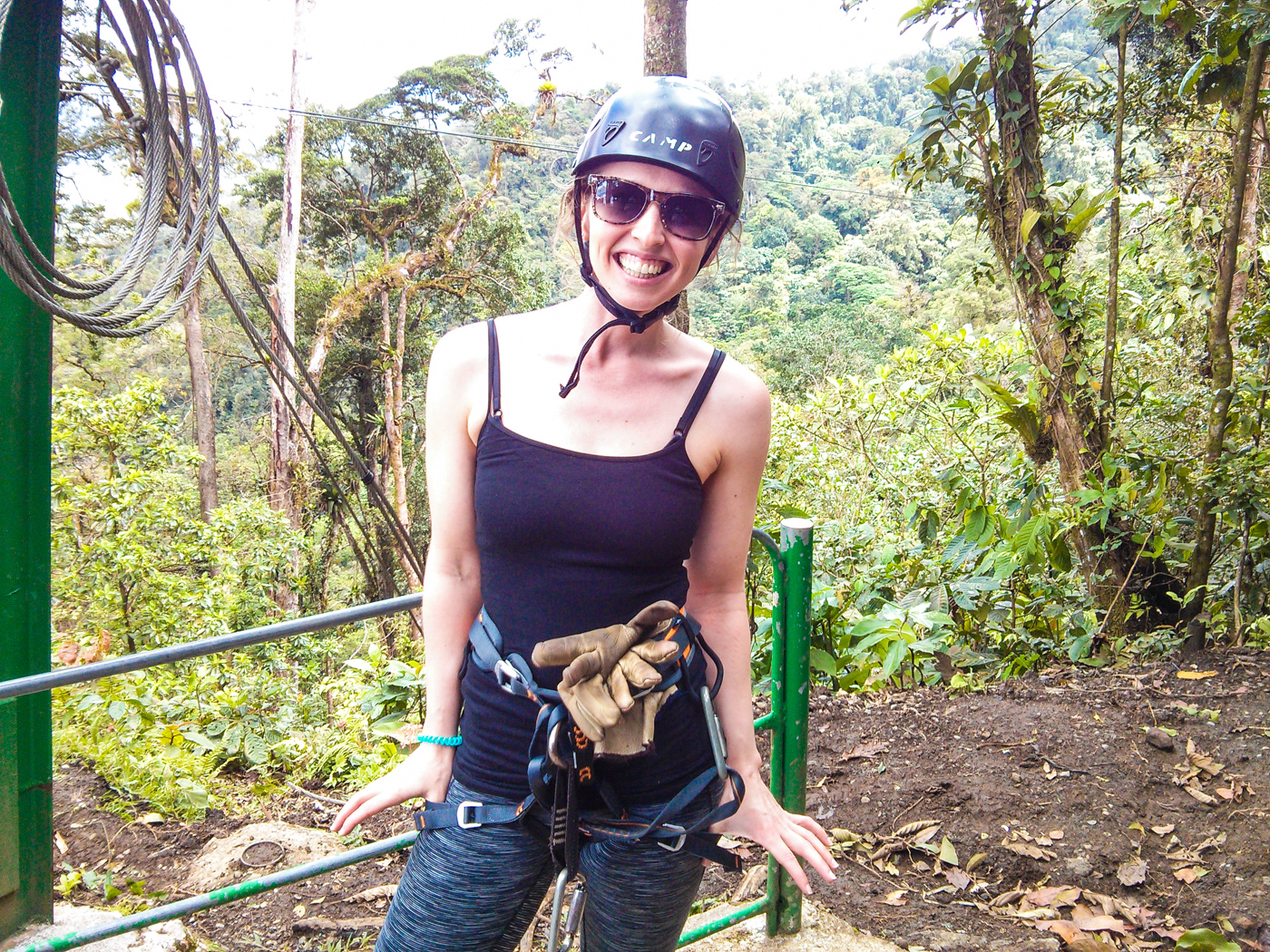 Diana Southern in her ziplining gear with Sky Adventures Costa Rica