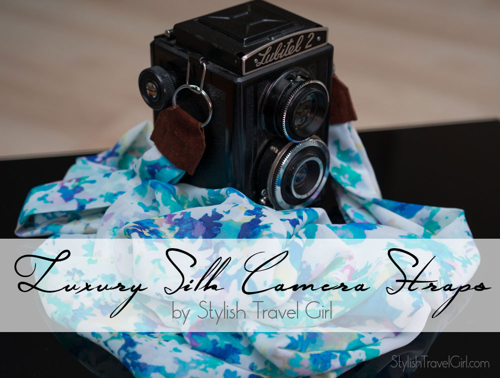 luxury silk scarf camera strap by Stylish Travel Girl